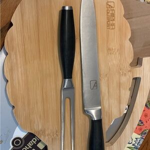 Black Carving Knife and Fork Set